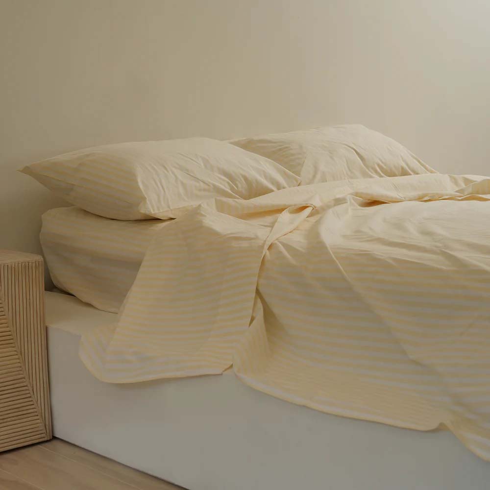 Home Lab 100% Stonewashed Cotton Stripe Sheet Set